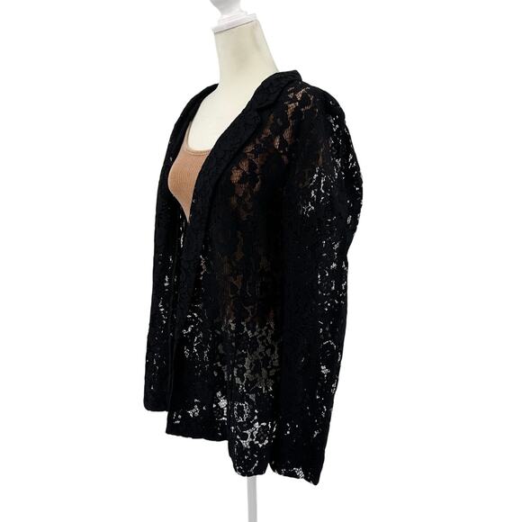 Apt 9 Jacket Black Lace Floral Womens L Open Front Sheer Long Sleeve Evening NWT - Picture 4 of 9